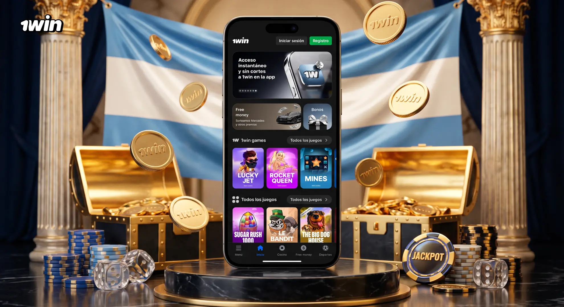 Tragamonedas y crash games Aviator en el casino de 1win Argentina